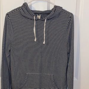 Blue and white striped sweatshirt